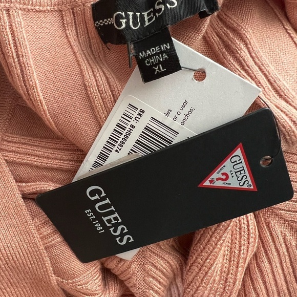 NWT GUESS Emili Pink Ribbed Comfy Palazzo Sweater Jumpsuit XL - Picture 6 of 7